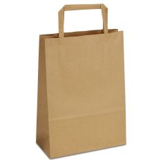 Крафт-пакет 18x08x25 коричневий з пласкими ручками