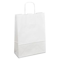 Крафт-пакет 18х08х25 білий з крученими ручками