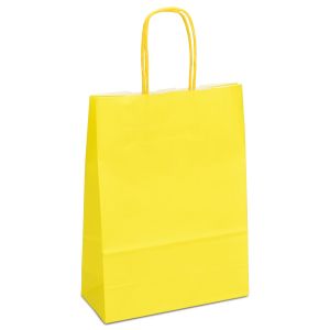 Крафт пакет 18х08х25 желтый с витыми ручками - Фото - 1
