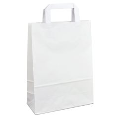 Крафт-пакет 23x10x32 білий з пласкими ручками