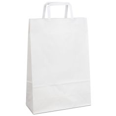 Крафт-пакет 26x11x38 білий з пласкими ручками