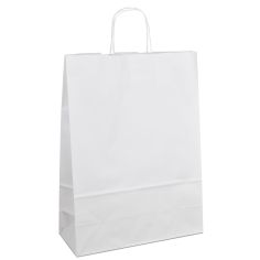 Крафт-пакет 26х11х34,5 білий з крученими ручками