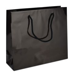 Паперовий пакет 30х12х26 чорний з ручками