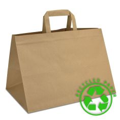 Бумажный пакет 35x23x25 с плоскими ручками "на вынос"