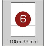 Етикетки самоклеючі (105 х 99 мм)  - 6 шт. на  А4, 100 аркушів в картонній упаковці