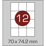 Этикетки самоклеящиеся (70 х 74,2 мм) - 12 шт. на  А4, 100 листов в  картонной упаковке