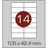 Етикетки самоклеючі (105 х 42,4 мм) - 14 шт. на А4, 100 аркушів в картонній упаковці