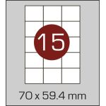 Етикетки самоклеючі  (70 х 59,4 мм) - 15 шт. на  А4, 100 аркушів в  картонній упаковці