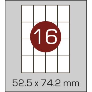 Етикетки самоклеючі  (52,5 х 74,2 мм) - 16 шт. на  А4, 100 аркушів в картонній  упаковці - Фото - 1
