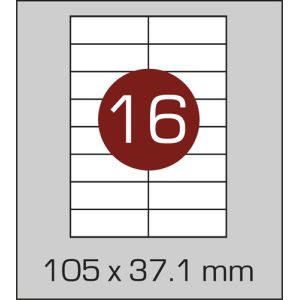 Етикетки самоклеючі (105 х 37,1 мм) - 16 шт. на  А4, 100 аркушів в картонній  упаковці - Фото - 1
