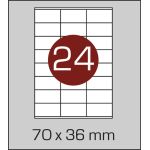 Етикетки самоклеючі (70 х 36 мм) - 24 шт. на  А4, 100 аркушів в картонній  упаковці