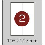 Етикетки самоклеючі (105 х 297 мм) - 2 шт. на А4, 100 аркушів в  картонній упаковці