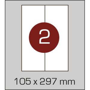 Этикетки самоклеящиеся (105 х 297 мм) - 2 шт. на  А4, 100 листов в  картонной упаковке - Фото - 1