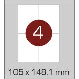 Етикетки самоклеючі (105 х 148,1 мм) - 4 шт. на А4, 100 аркушів в картонній упаковці