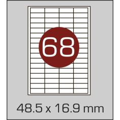 Етикетки самоклеючі  (48,5 х 16,9 мм) - 68 шт. на  А4, 100 аркушів в  картонній упаковці