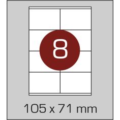 Этикетки самоклеящиеся (105 х 71 мм) - 8 шт. на  А4, 100 листов в  картонной упаковке