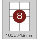 Этикетки самоклеящиеся (105 х 74,2 мм.) - 8 шт. на  А4, 100 листов в  картонной упаковке