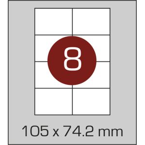 Этикетки самоклеящиеся (105 х 74,2 мм.) - 8 шт. на  А4, 100 листов в  картонной упаковке - Фото - 1