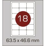 Етикетки самоклеючі (63,5 х 46,6 мм) із заокругленими кутами - 18 шт. на А4, 100 аркушів в картонній упаковці