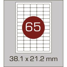 Етикетки самоклеючі (38,1 х 21,2 мм)  із заокругленими кутами- 65 шт. на А4, 100 аркушів в картонній упаковці