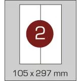 Этикетки самоклеящиеся (105 х 297 мм) - 2 шт. на  А4, 100 листов в  картонной упаковке